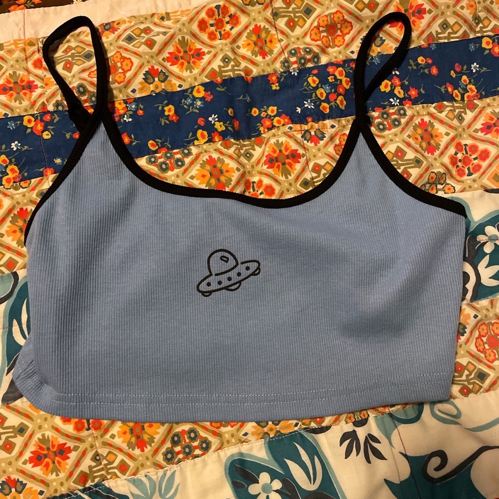 Blue spaceship crop top